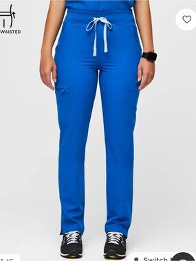 Figs High Waisted Yola Skinny Scrub Pants - PO 6108 Royal Blue - Large Tall L/T